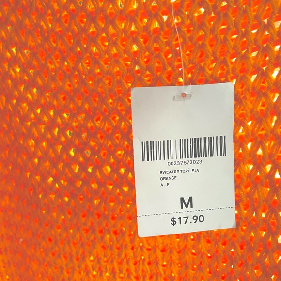 NWT Forever 21 Net Knit Vibrant Orange Sweater - Picture 2 of 5
